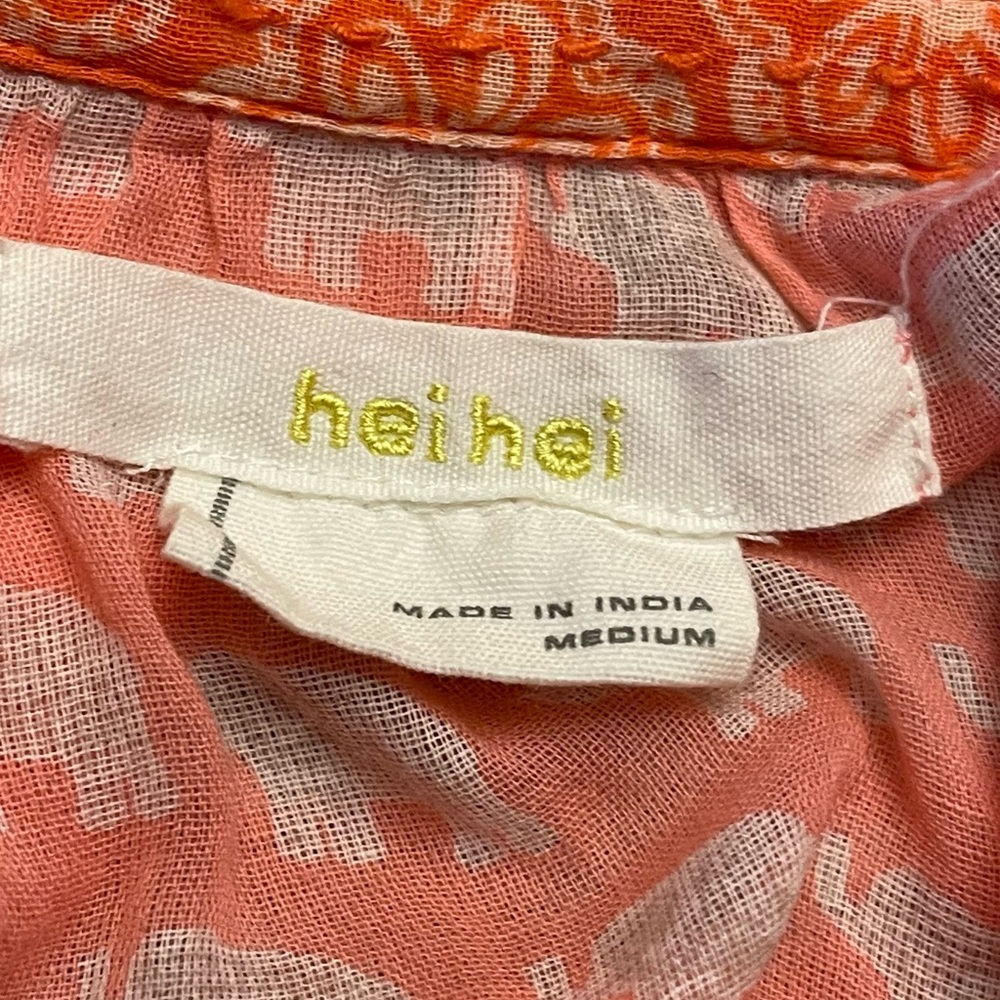 Anthropologie Hei Hei Pink Elephant Print Gauze Button Down Blouse Size M - Picture 7 of 7